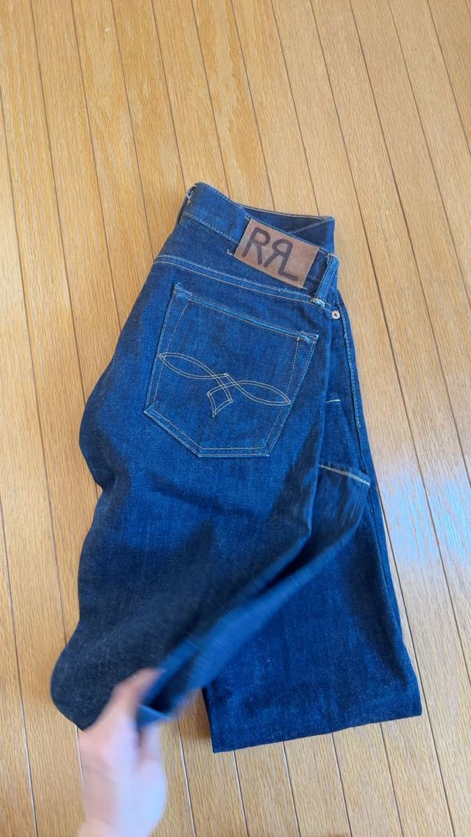 濃紺 RRL RRL Ralph LaurenLOW STRAIGHT DENIM デニムパンツ 赤耳 ボタンフライ 29×30