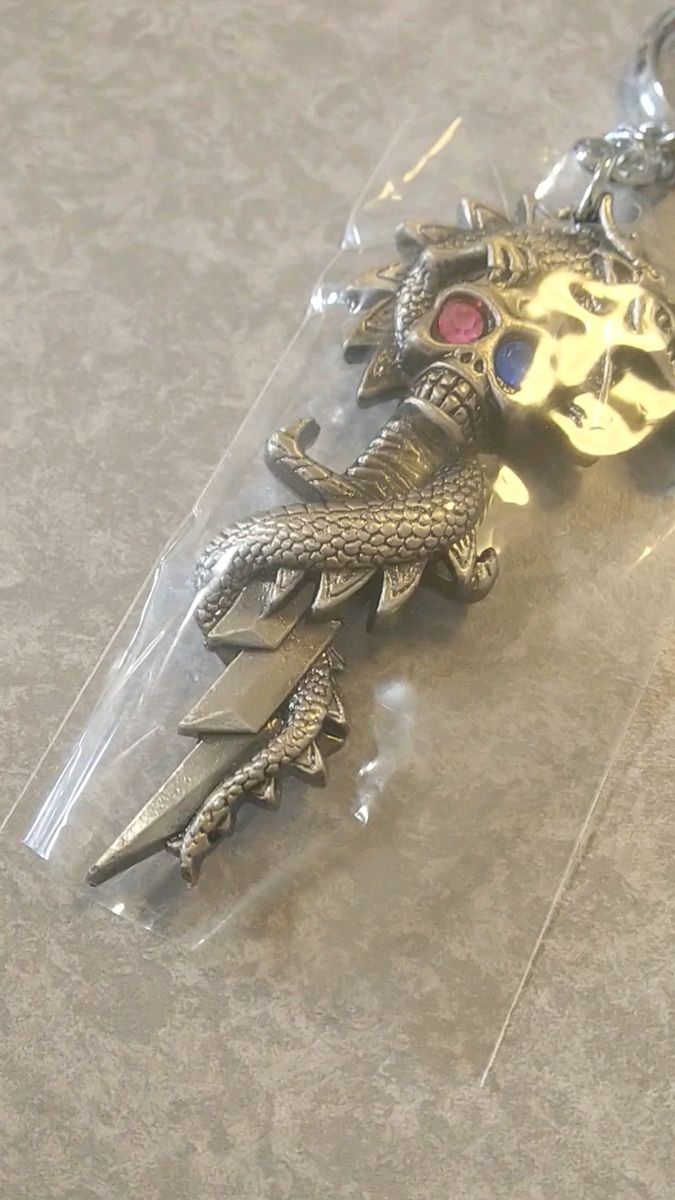 ドクロ 剣 開運 ドラゴン竜 dragon キーホルダー キーリング キーチェーン ソード 龍 干支 メンズ
