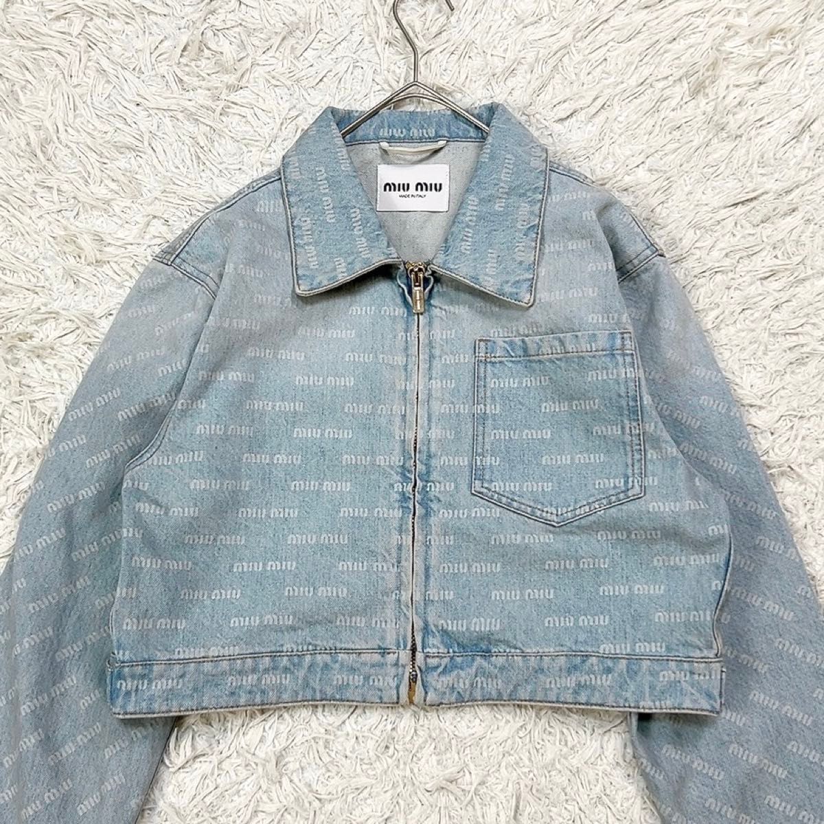 ☆MIU MIU☆ コーデュロイ襟×クロップドデニムジャケット♪ 美品】miu miu ミュウミュウ クロップド デニムジャケット 36 XS