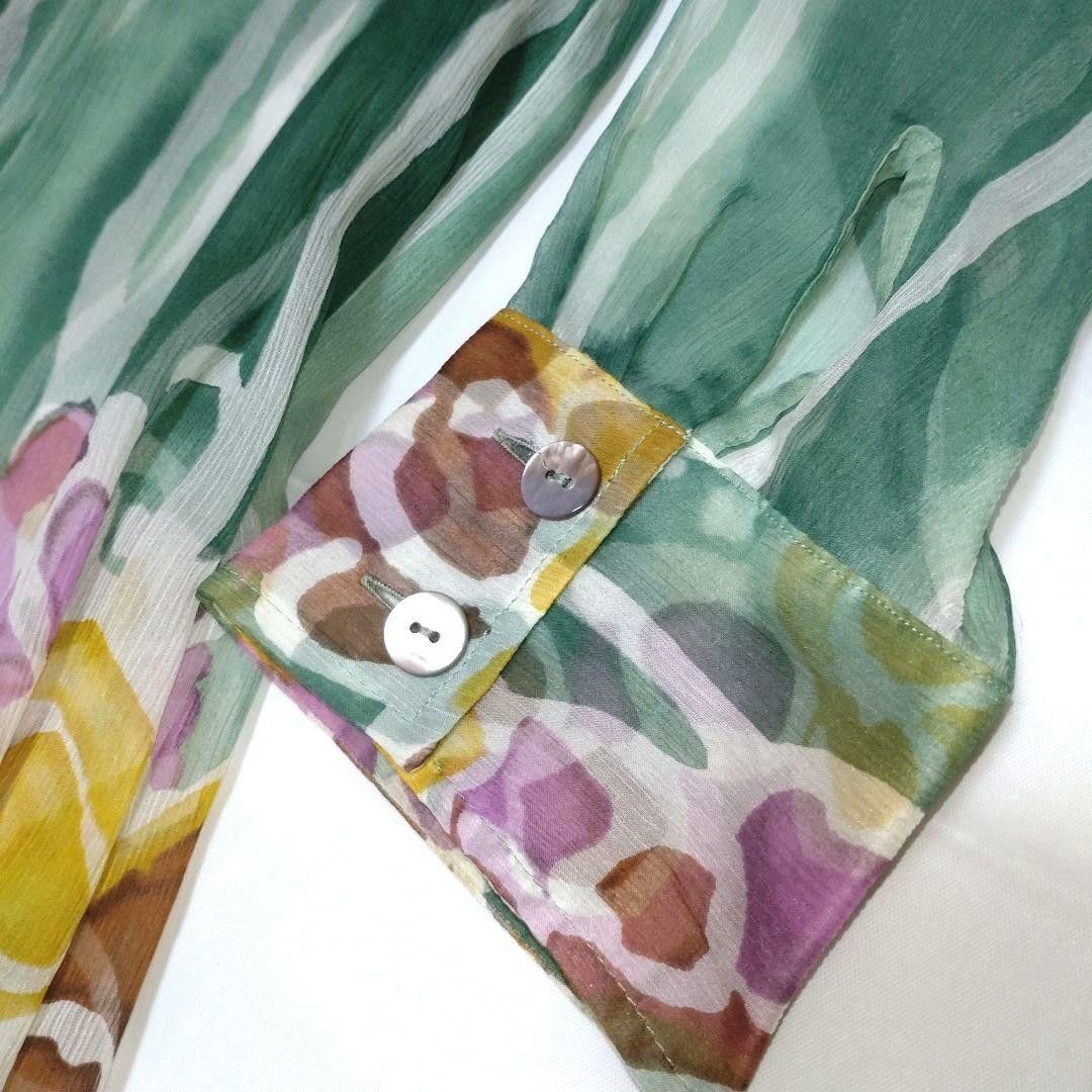 ★美品★DIANE VON FURSTENBERG　ワンピース　シルク　グリーン 総柄