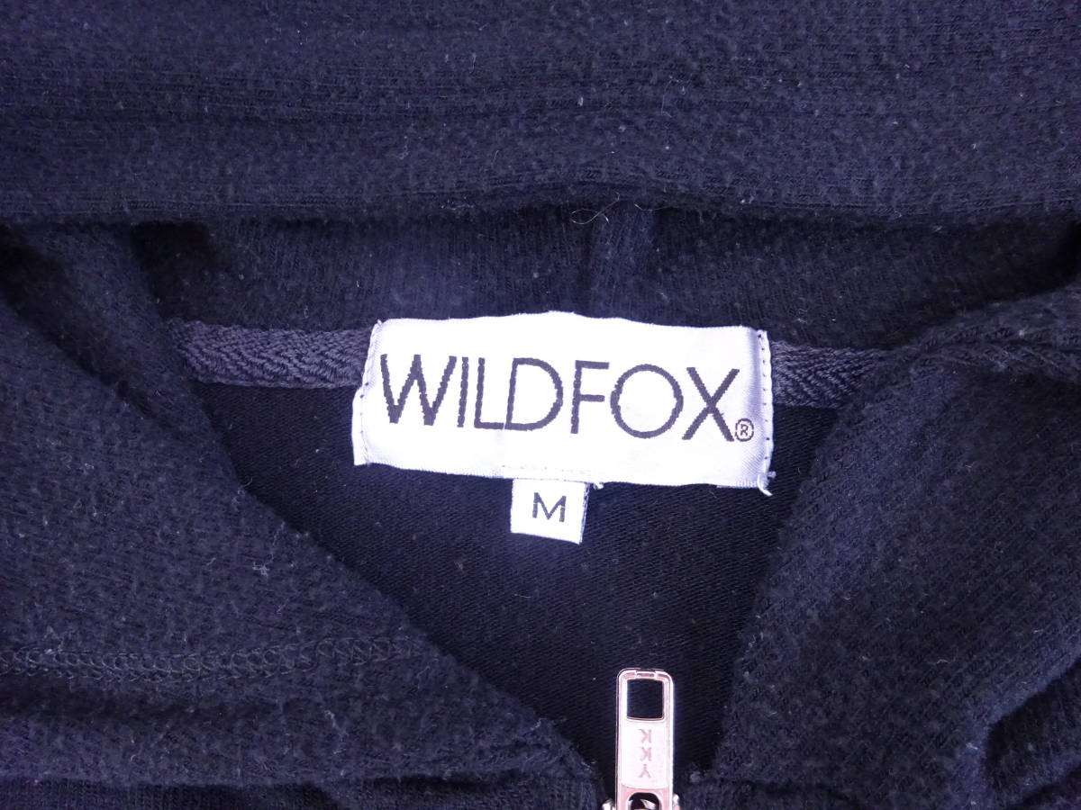 WILD FOX ワイルドフォックス フーディパーカー ジップアップ　ロゴ刺繍 ブラック　M_画像7