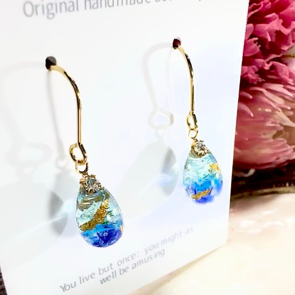 人気ピアス!琉球ガラスの綺麗目 雫ピアス No.1186