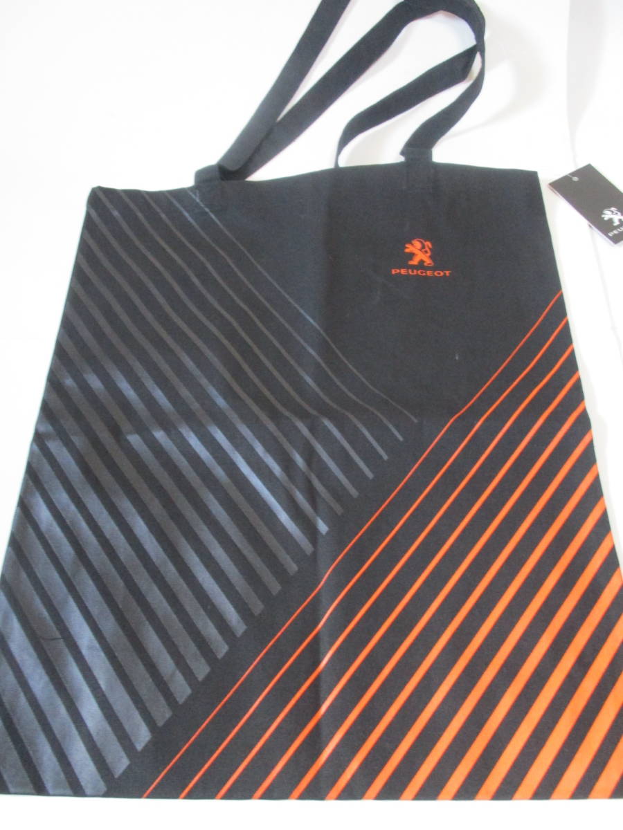 *PEUGEOT Peugeot * с логотипом парусина большая сумка * чёрный X оранжевый * новый товар * не использовался * клик post 198 иен *