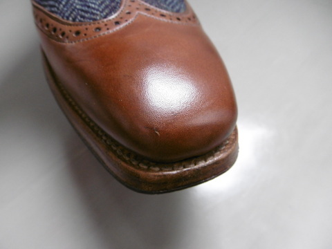 BARKER Barker Wing Dubey обувь кожа × фланель ENGLAND производства 8 Brown × темно-синий 26.5cm-27cm ранг 
