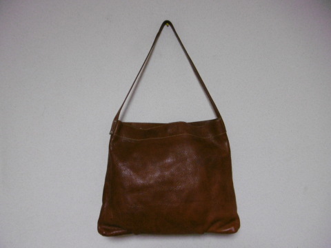 hobo horn bo all leather shoulder bag made in Japan Brown diagonal .. tea color 