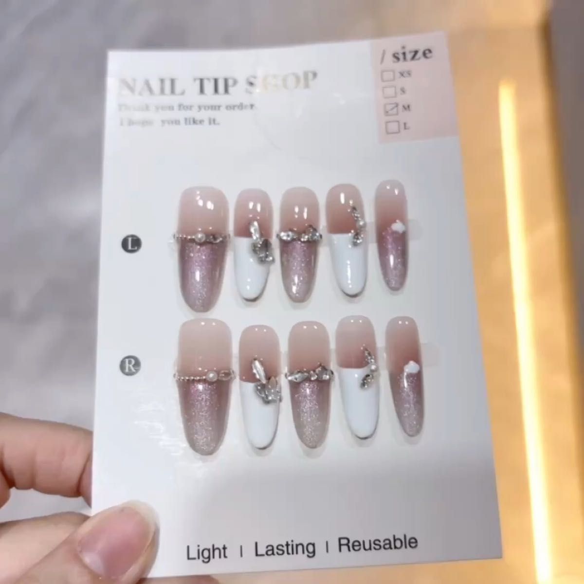 【12】ネイルチップ 手作りネイルチップ 春イメージ ジェルネイルチップ マグネットネイル フレンチ