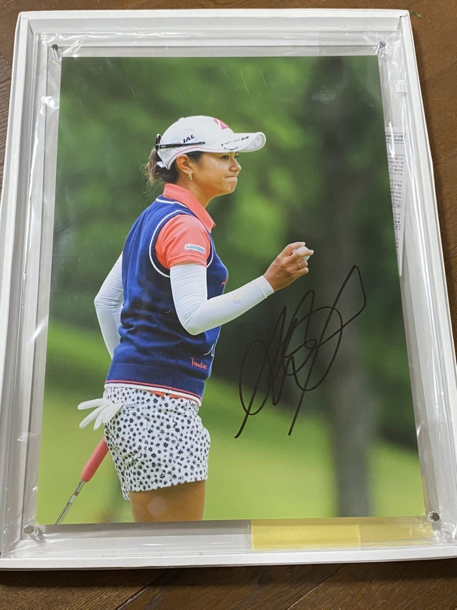 宮里藍プロ 直筆サイン入りスポンサーロゴ入りサンバイザー&サイン色紙-