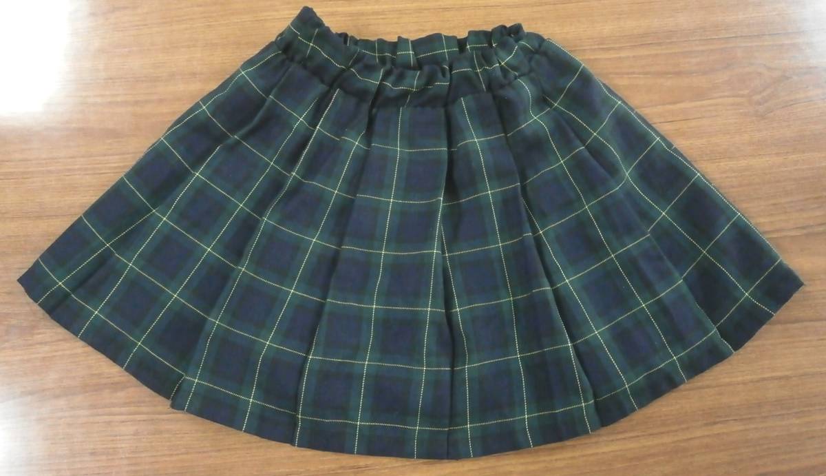 ノーブランド　女児　スカート　緑色　チェック　サイズ150_画像1