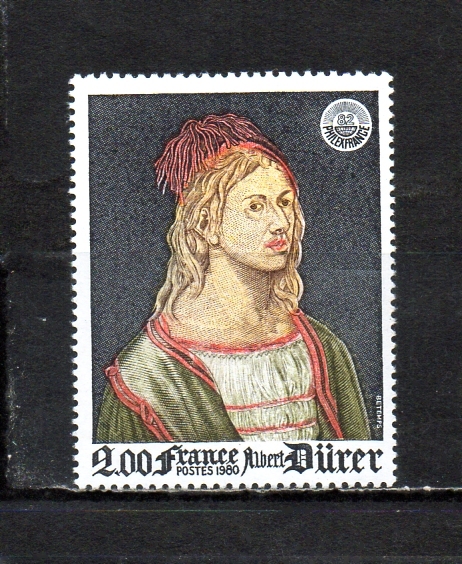 205036 フランス 1980 デューラー 自画像 フランス国際切手展フィレックスフランス１９８２ 未使用ＮＨ_画像1