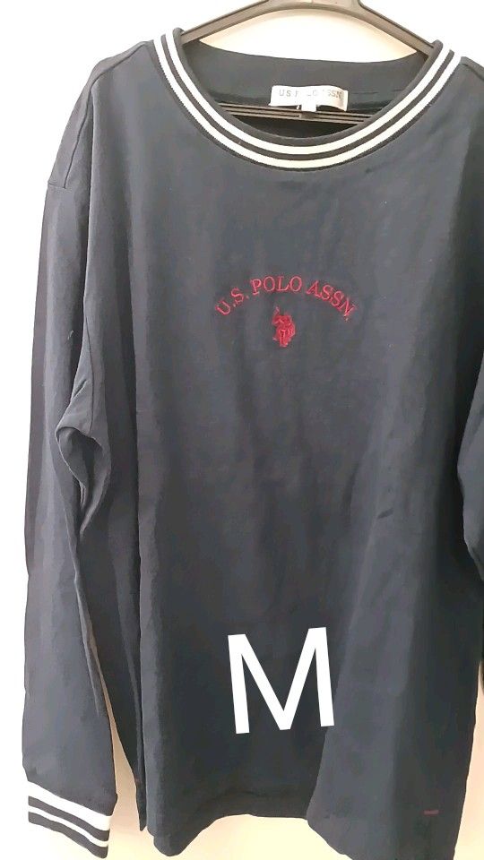 首もと、袖のリブが丈夫!メンズM【U.S. POLO ASSN. 長袖Tシャツ 】ネイビー ワンポイントロゴ メンズ レディース