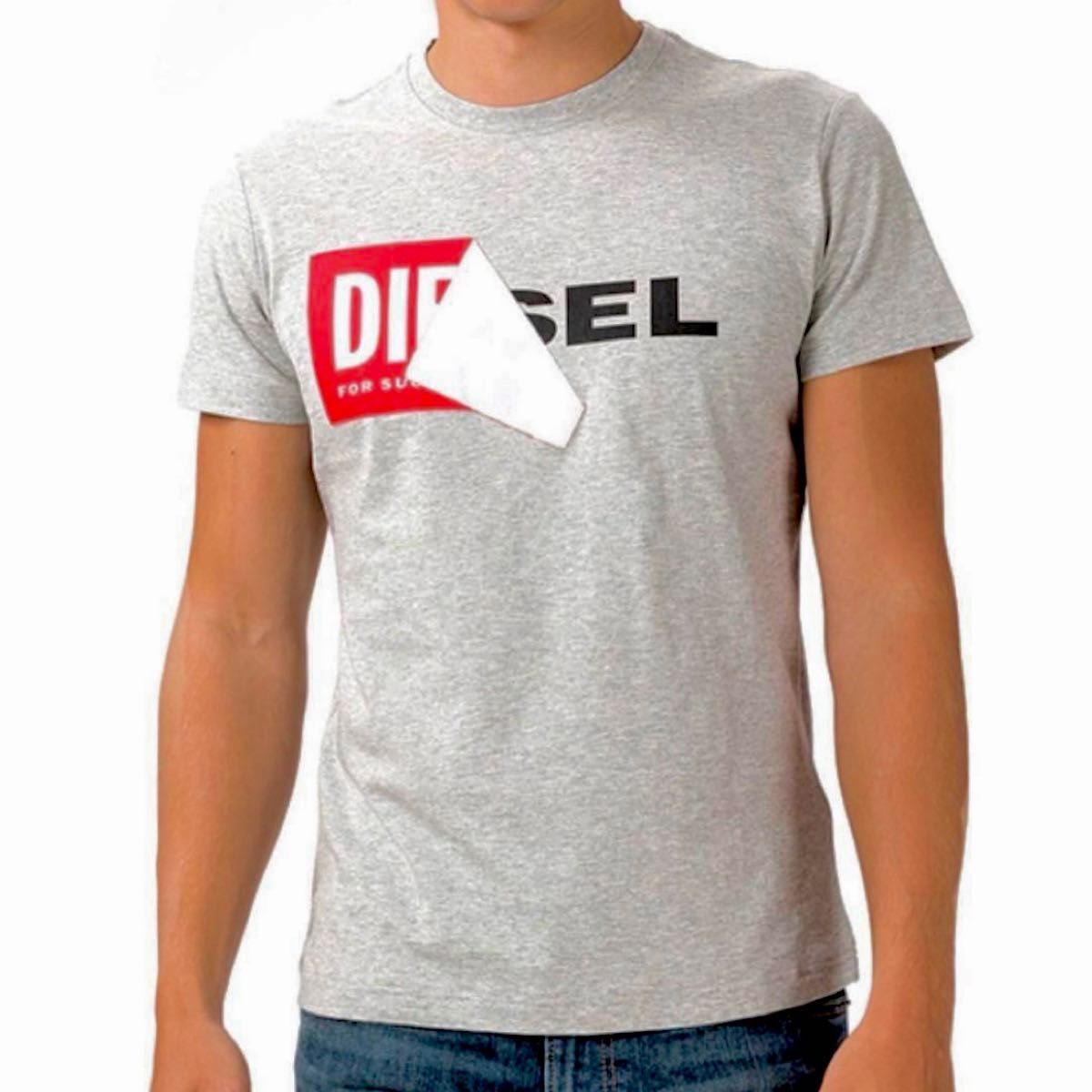 DIESEL:ロゴ クルーネック Tシャツ 新品】DIESEL ディーゼル/クルーネック 剥がれロゴ デザインT