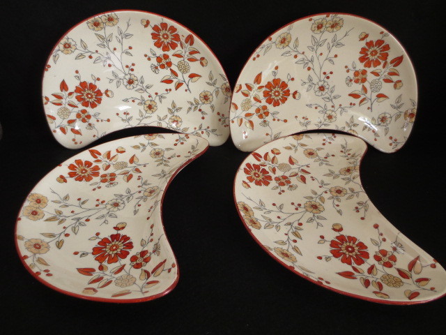 イギリス・アンティーク★リッジウェイ Ridgway 三日月プレート 皿 2枚セット　陶器　食器　古物　骨董