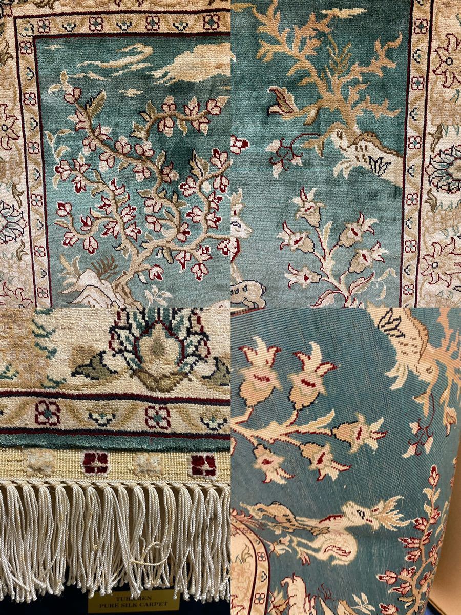 希少 トルコ 絨毯 産 シルク100％ ヘレケ 絨毯 カーペット・タペストリー 掛絨毯 手織り 壁飾り 壁掛 封印付 TURKMEN PURE  SILK CARPET