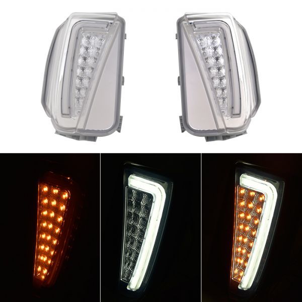 30 プリウス 後期 ファイバー デイライト ツインカラー ホワイト/アンバー クリア レンズ LED ウィンカー フォグ ランプ 左右セット_画像1