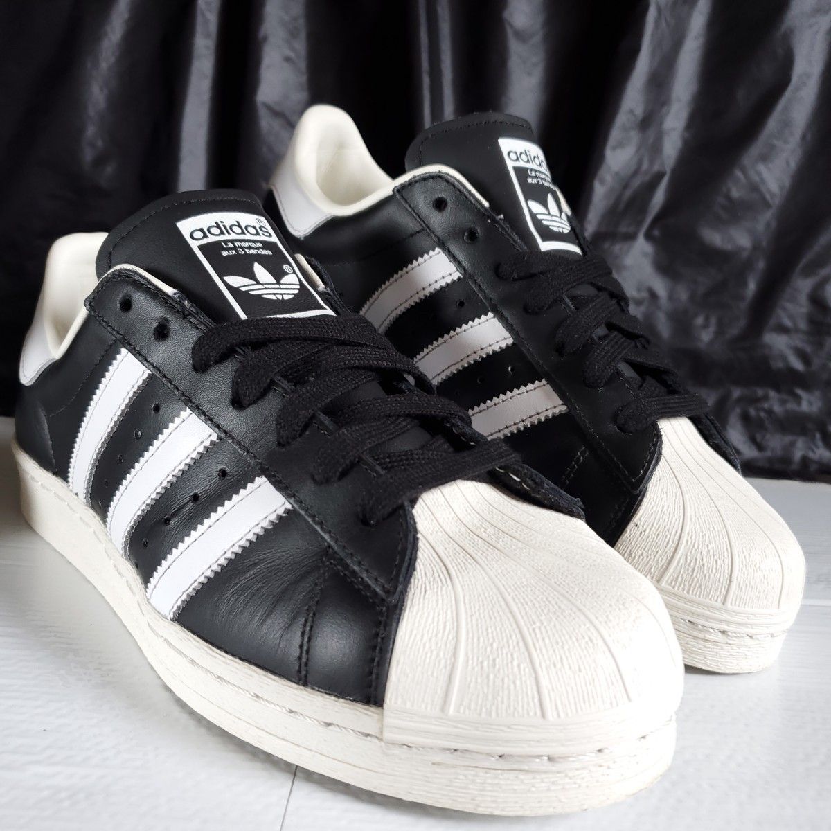 送料・関税込 ★ Adidas ★ Superstar 82 Black White 美品 2023年製 adidas SUPERSTAR 82 スーパースター ブラック