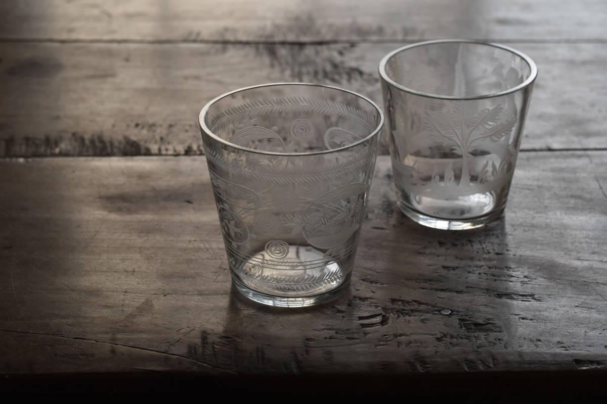 古いノルマンディ地方の婚礼用のグラス / 18-19世紀・フランス / アンティーク 古道具 硝子 ガラス B