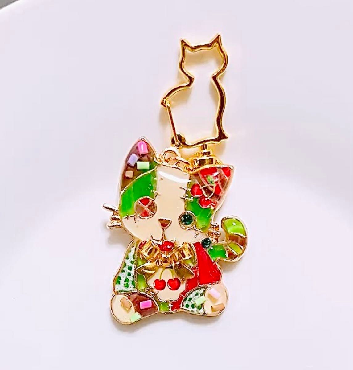 即買い◎ シュワふわメロンクリームソーダなつぎはぎ猫 さくらんぼ バッグチャーム 値下げ不可