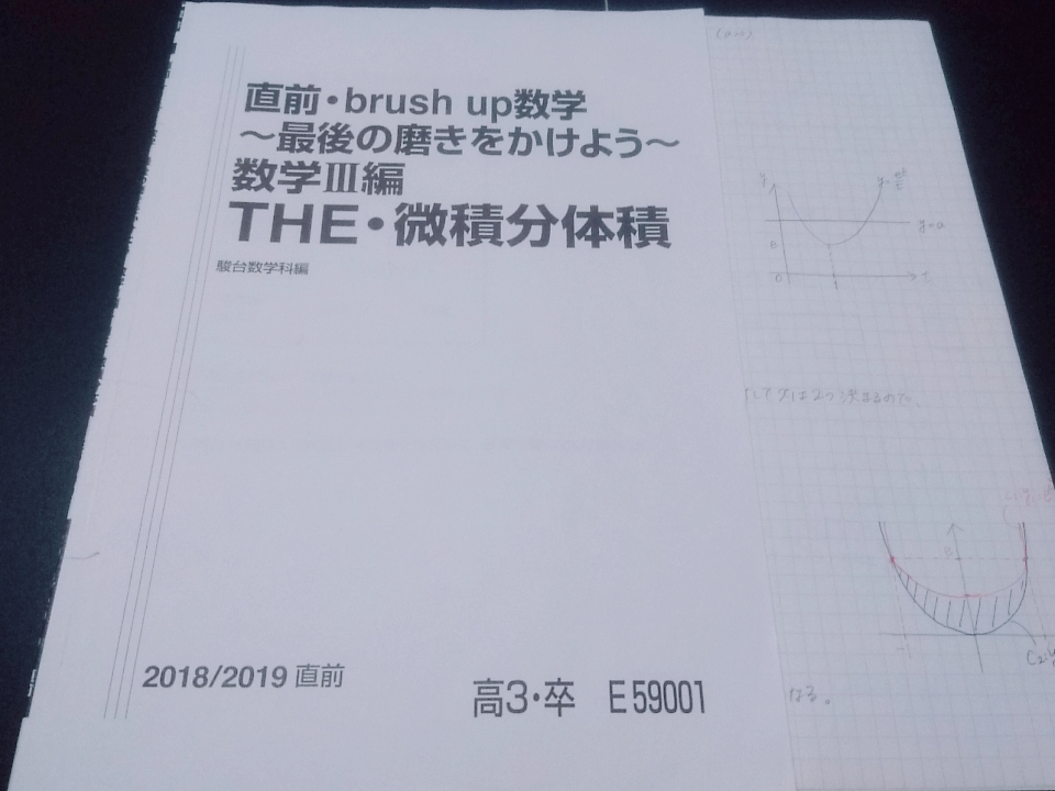 駿台　直前・brush up数学　最後の磨きをかけよう　数学Ⅲ編　THE・微積分体積　谷周樹　板書　解説　東進 Z会 ベネッセ SEG 河合塾 鉄緑会_画像1