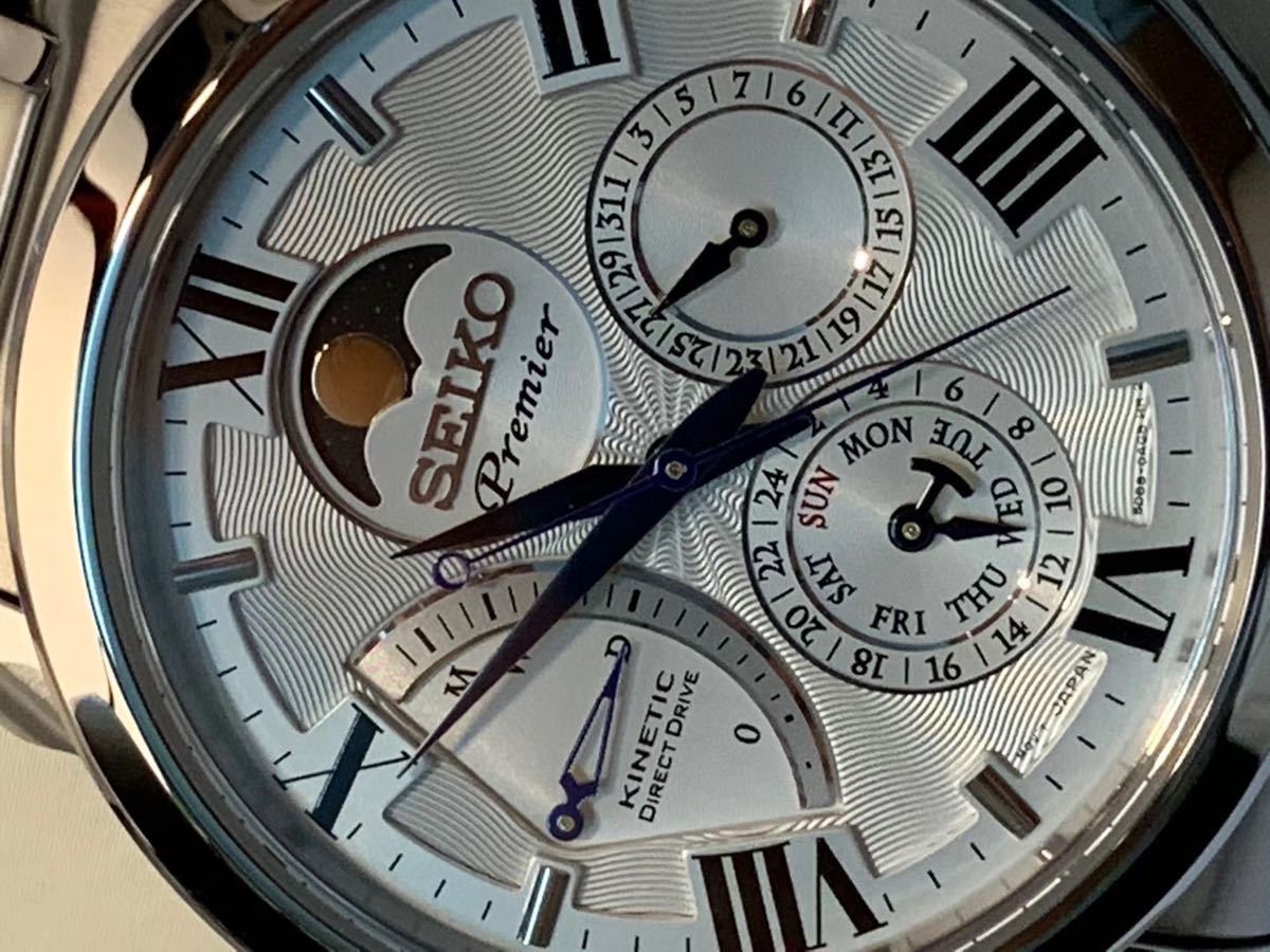 SEIKO セイコーメンズ 腕時計 SRX015P1 プレミアPREMIER キネティック ダイレクトドライブ ムーンフェイズ ホワイト - 3
