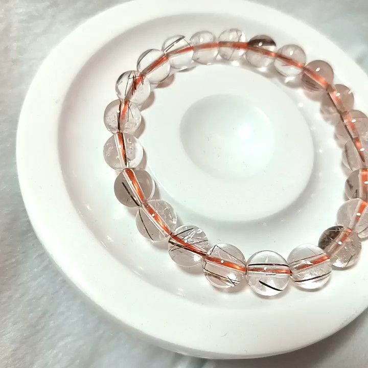 金運 コッパー ルチルブレスレット パワーストーン ブレスレット 8mm 内径15.5cm 天然石 ルチル