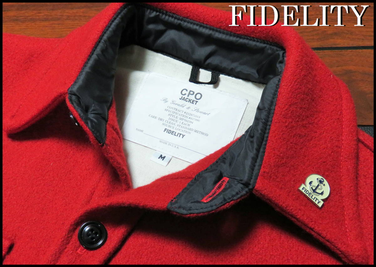 FIDELITY CPO シャツ ジャケット ウール フェデリティー 赤 M 美品 メンズ レッド_画像4