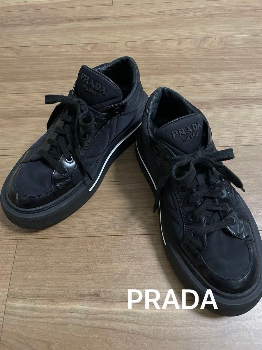 *PRADA*プラダ レザーx Re-Nylon ハイトップスニーカー PRADA】レザーx Re-Nylon ハイトップスニーカー|Yahoo!フリマ