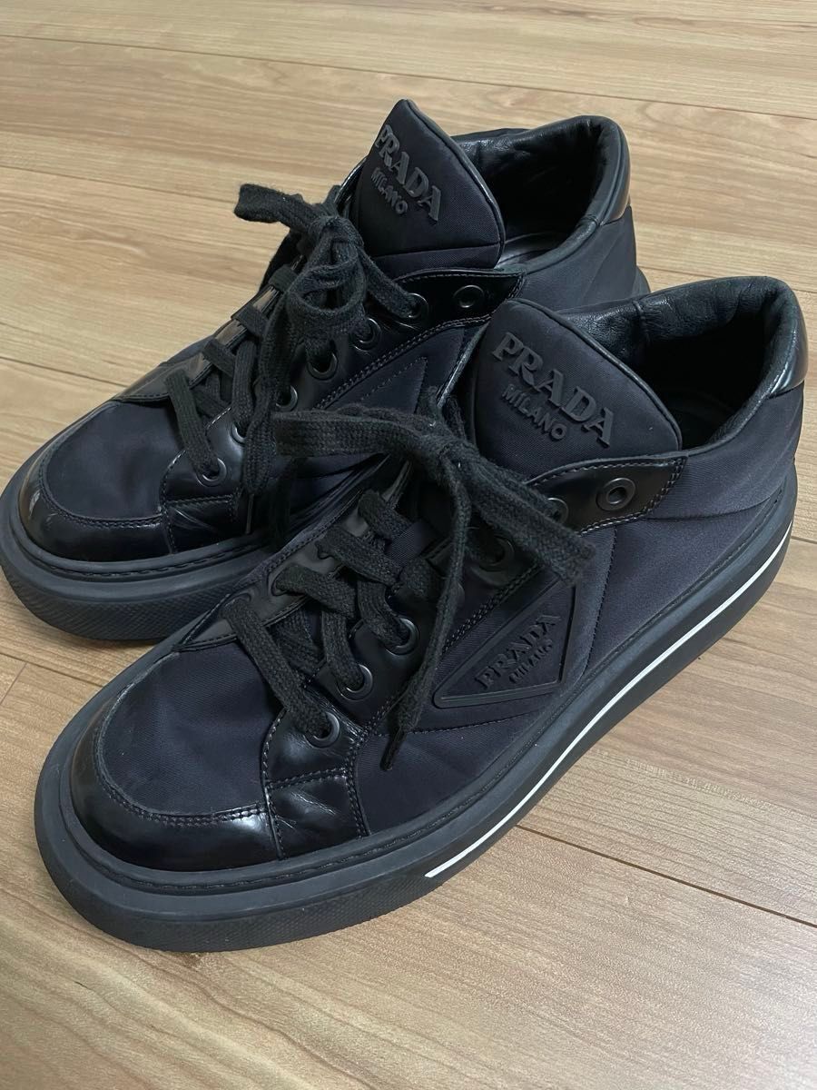 *PRADA*プラダ レザーx Re-Nylon ハイトップスニーカー PRADA】レザーx Re-Nylon ハイトップスニーカー|Yahoo!フリマ