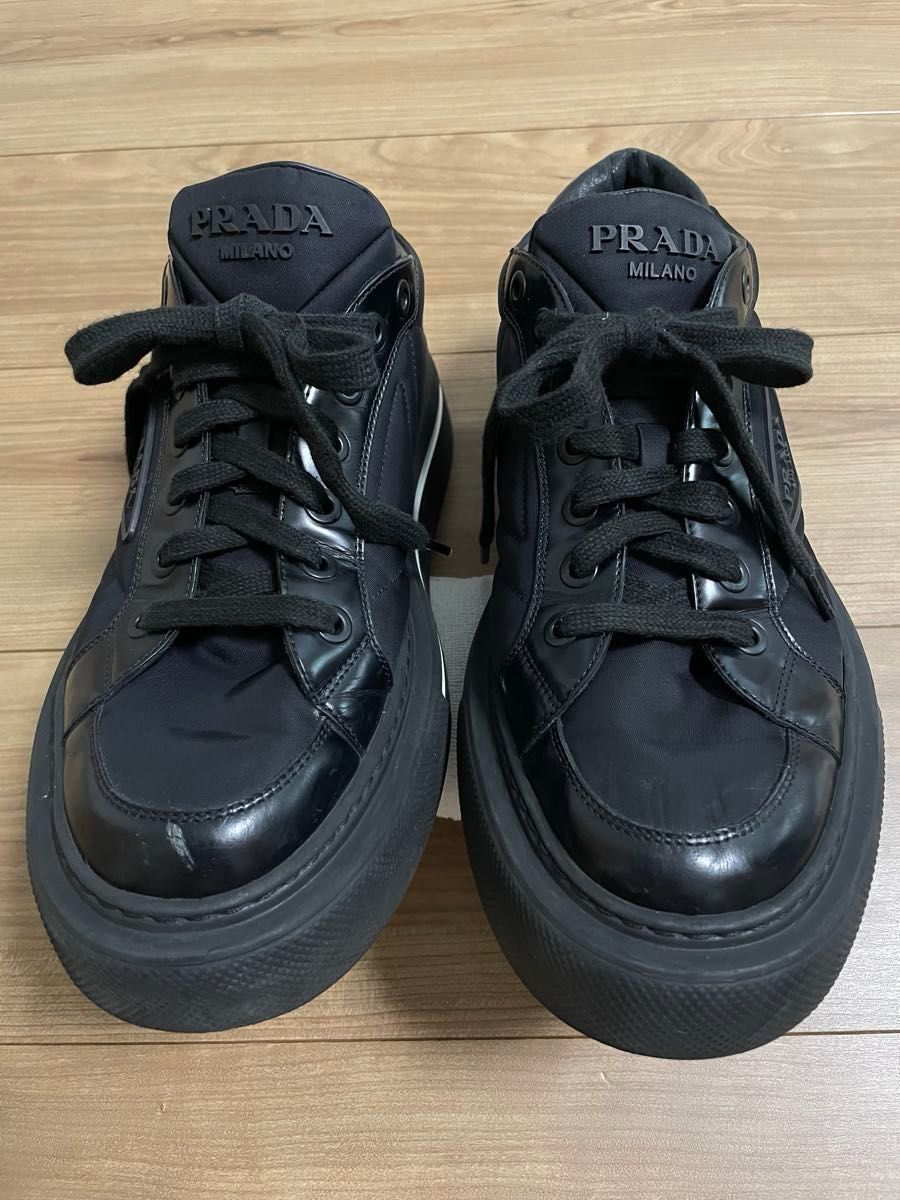 ◆大人気◆【PRADA】レザーx Re-Nylon ハイトップスニーカー PRADA】レザーx Re-Nylon ハイトップスニーカー|Yahoo!フリマ