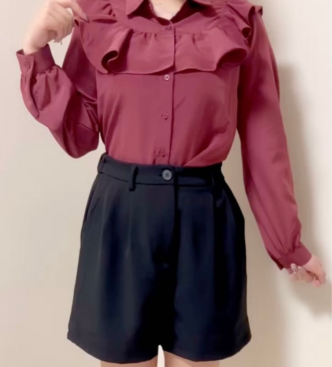 ブラウス シャツ 長袖 トップス ふりる byebye