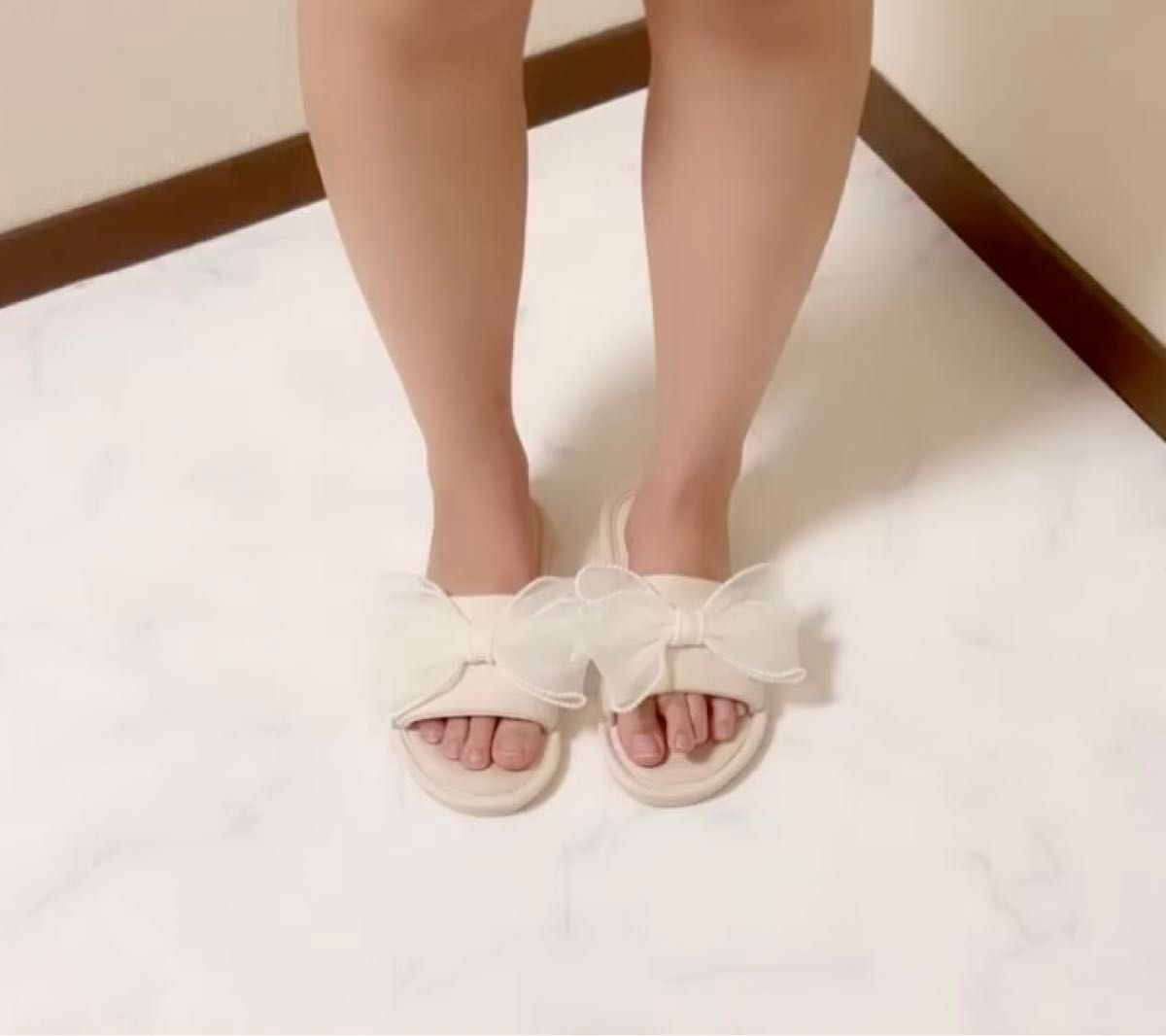 サンダル スリッパ リボン レース ルームシューズ