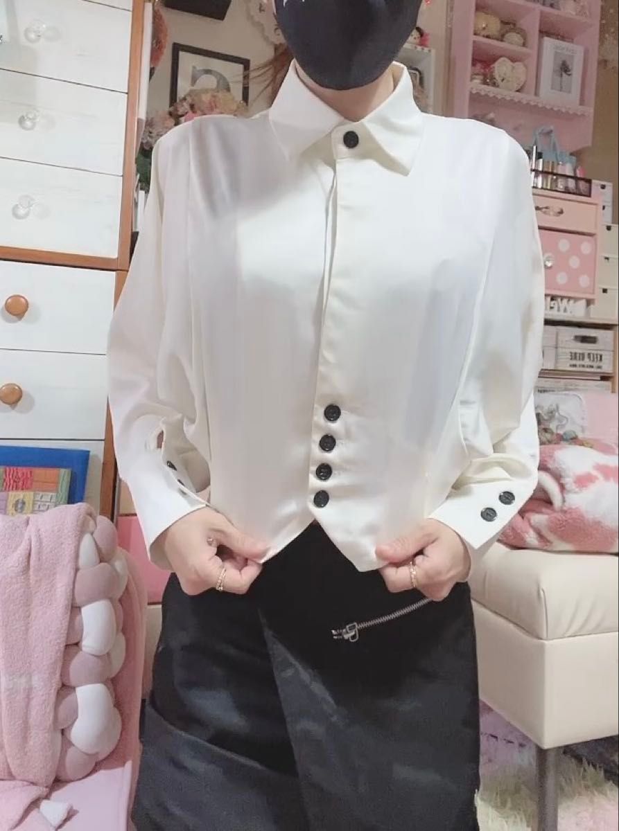 Honeyspot ソリッド ボタンフロント クロップシャツ