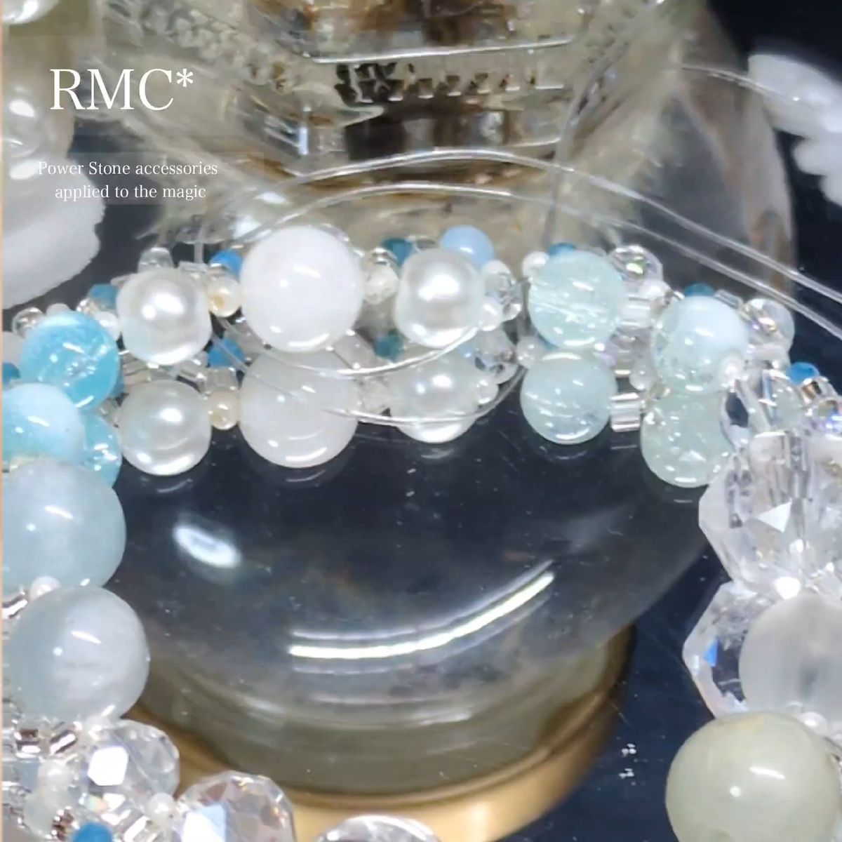 RMC*アクアマリンのグラデーション天然石ブレスレット