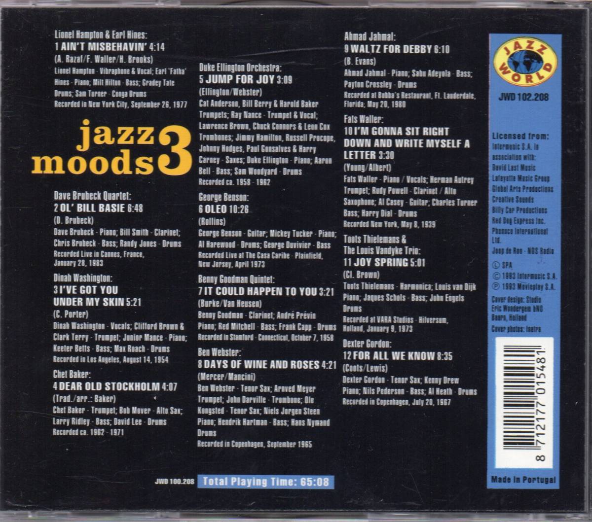 【PORTUGAL CD】 VARIOUS JAZZ MOODS VOLUME 3_画像2