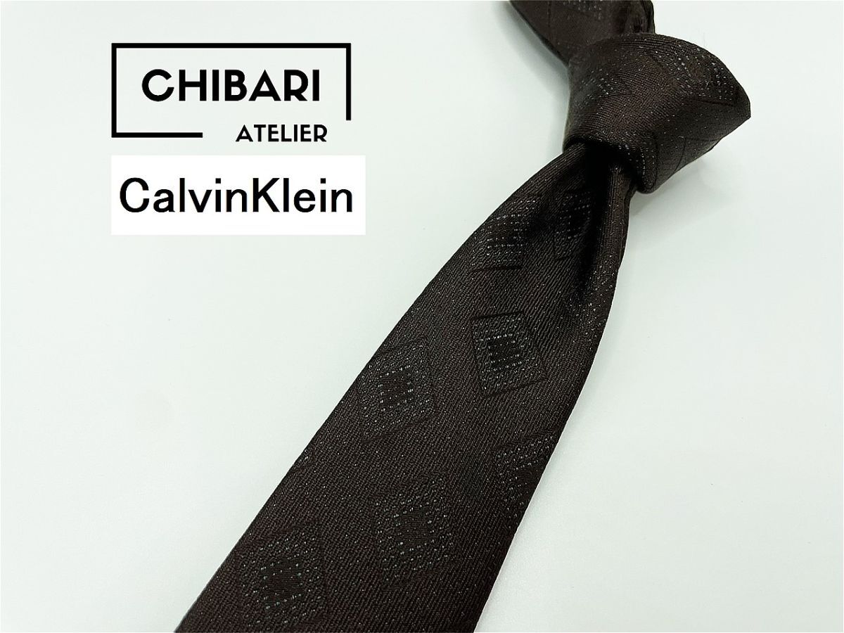 【美品】CalvinKlein　カルバンクライン　ドット柄 ネクタイ 3本以上 送料無料 メンズ ブラウン　0502016