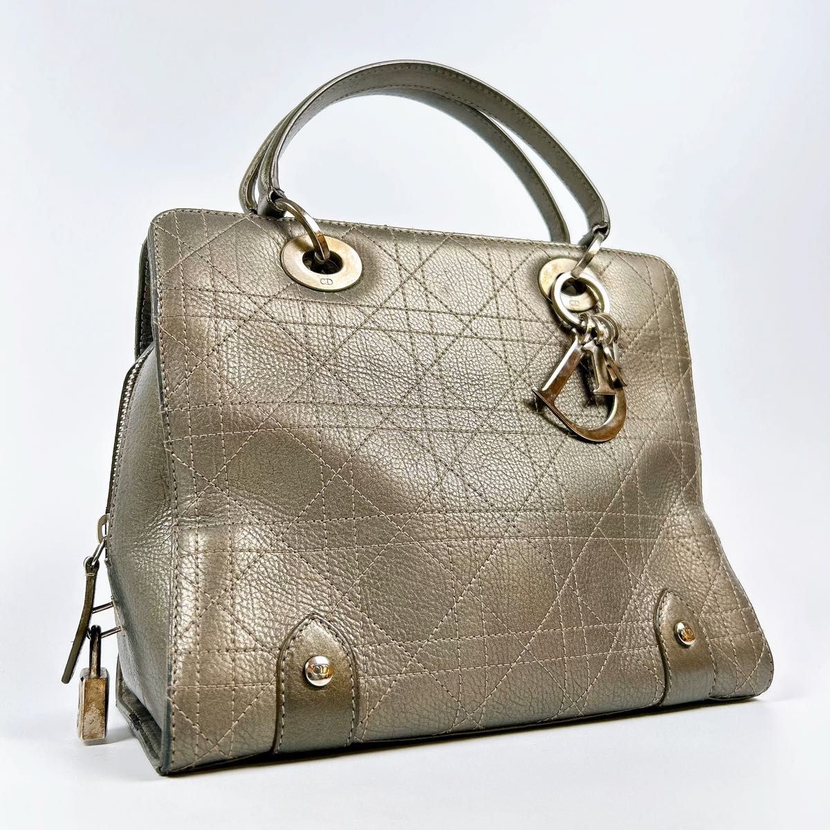 極美品 LADY D-JOY DIOR カナージュ ディオール レディ・ディ・ジョイ レザー ハンドバッグ