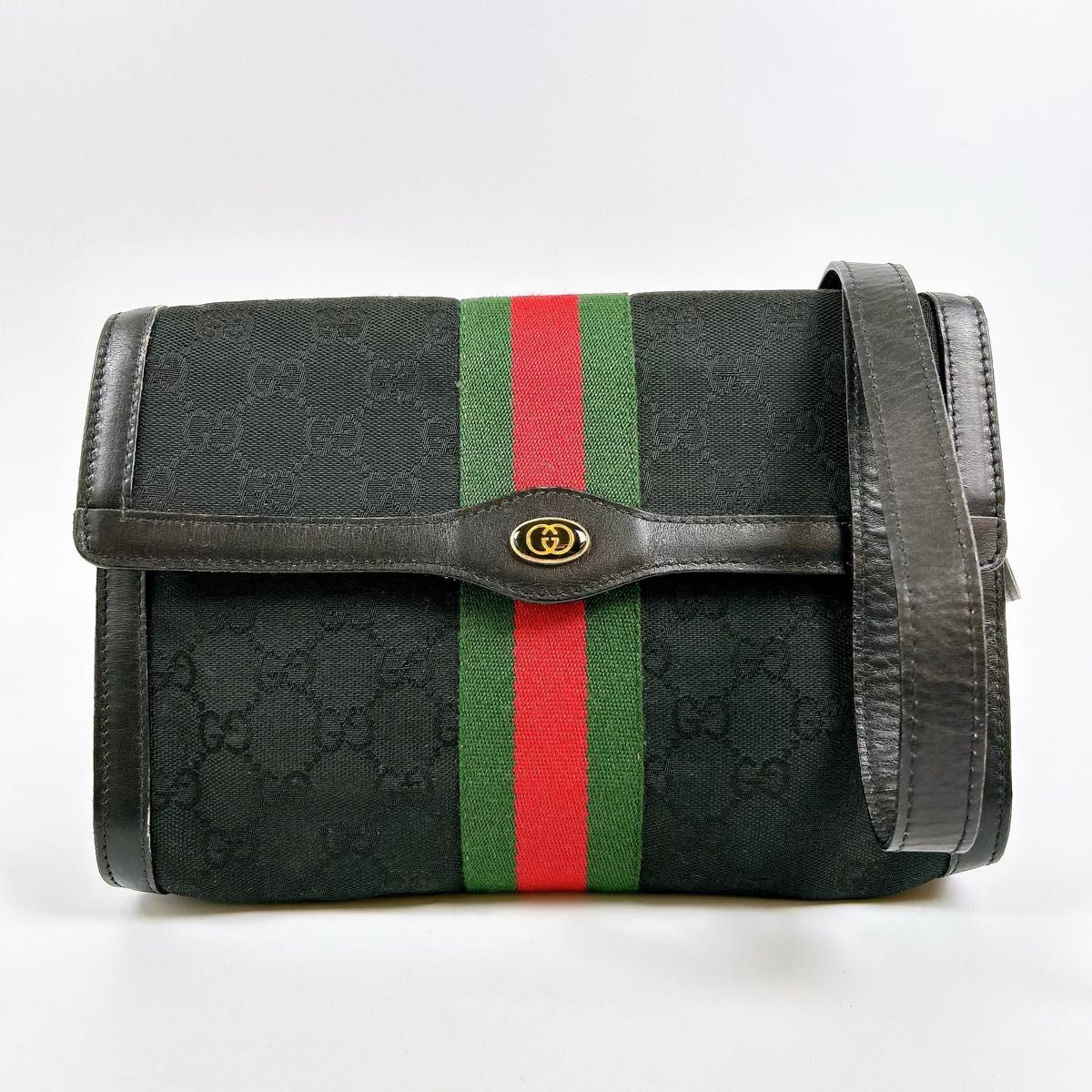 GUCCI オールド グッチ シェリーライン GG キャンバス ショルダーバッグ