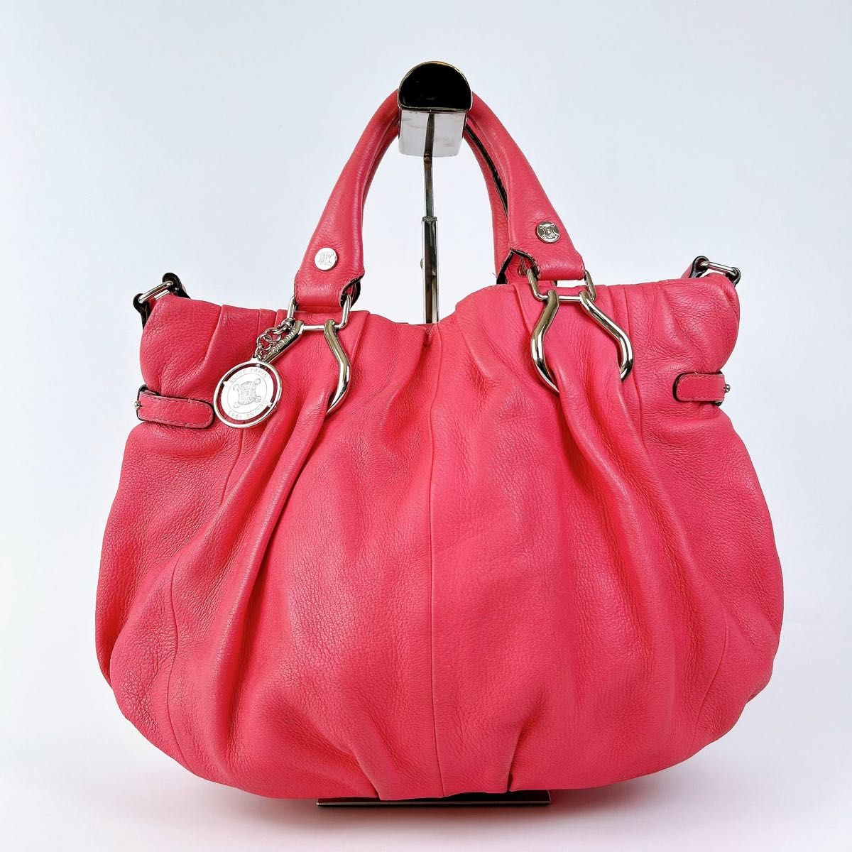 【極美品】CELINE セリーヌ ピロー スモール 2WAY ハンドバッグ トートバッグ ショルダーバッグ レザー ピンク