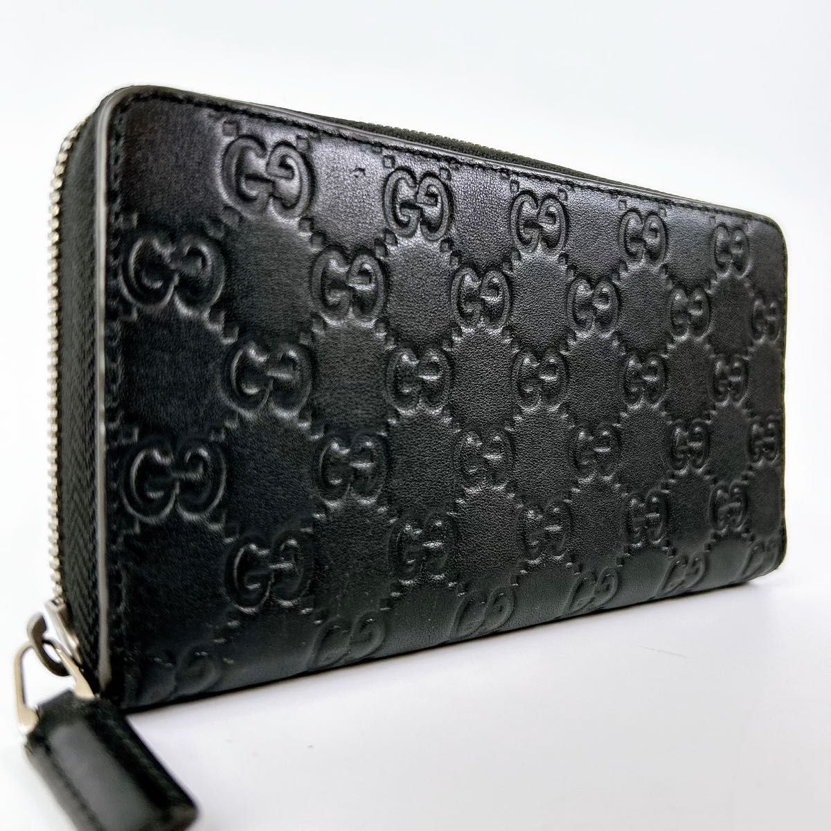 【極美品】 GUCCI グッチ GG シマ レザー ジッピー 長財布 メンズ
