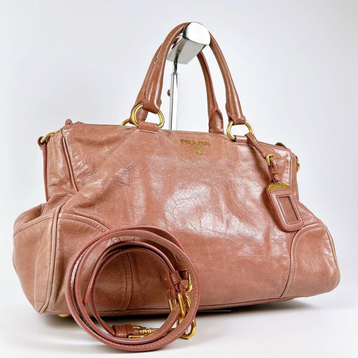 PRADA プラダ レザー 2WAY ハンドバッグ ショルダーバッグ Y2K ミニボストン