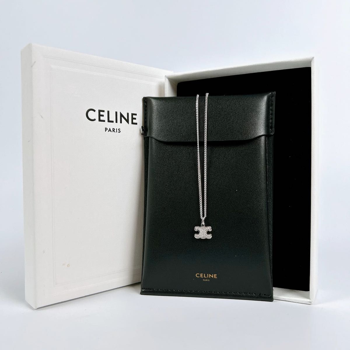【新品未使用鑑定書付き】CELINE セリーヌ トリオンフ ストーン ネックレス ペンダント シルバー