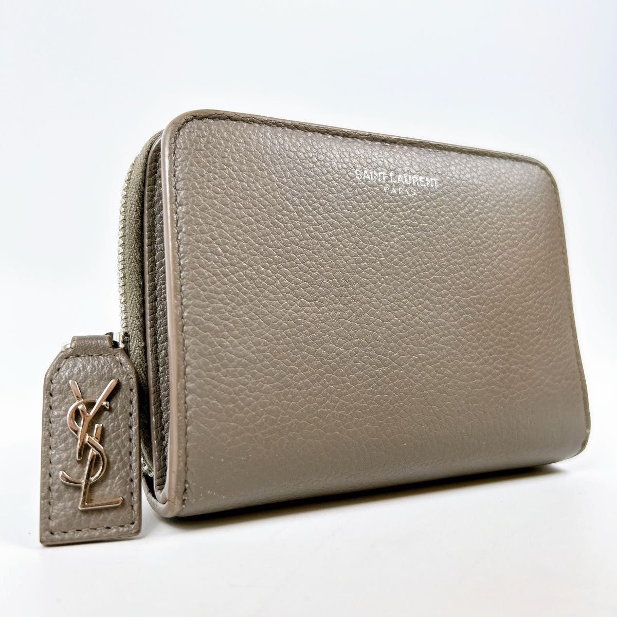 【極美品】YSL Yves Saint Laurent イヴ・サンローラン カサンドラ レザー 折財布 ラウンドファスナー