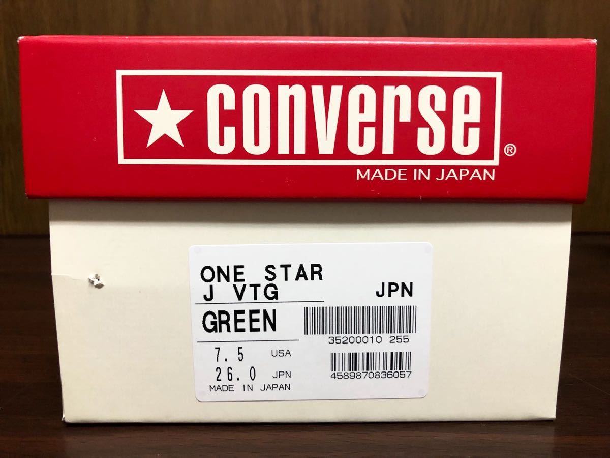 19年製 CONVERSE ONE STAR J VTG TIMELINE コンバース ワンスター タイムライン MADE.IN.JAPAN 日本製 GREEN SUEDE スエード 緑 26.0cm_画像8