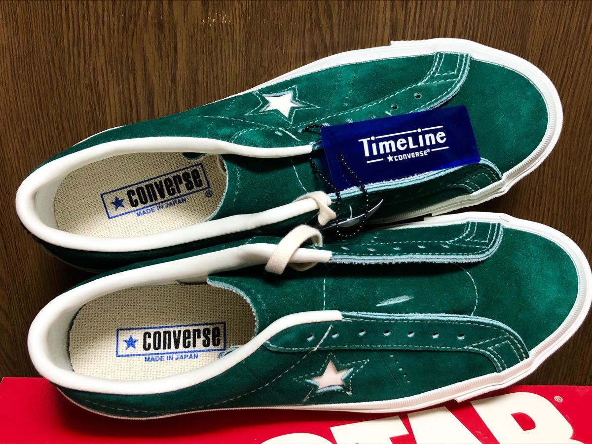 19年製 CONVERSE ONE STAR J VTG TIMELINE コンバース ワンスター タイムライン MADE.IN.JAPAN 日本製 GREEN SUEDE スエード 緑 27.0cm_画像6