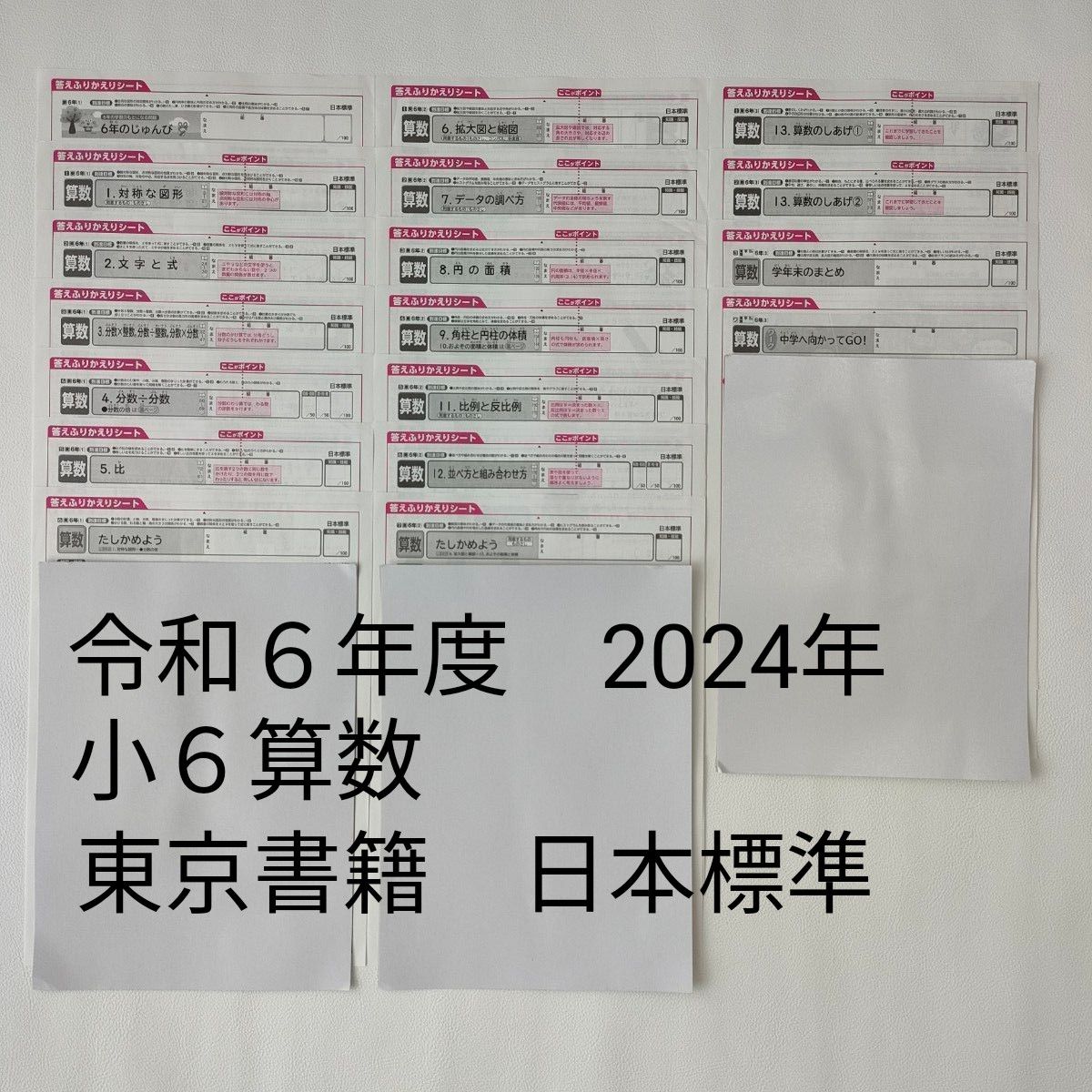 ②【小学6年生】算数 最新版 学校テスト カラーテスト 答え 最新 令和6年度 2024年度 小学6年生 小6 算数 カラーテスト