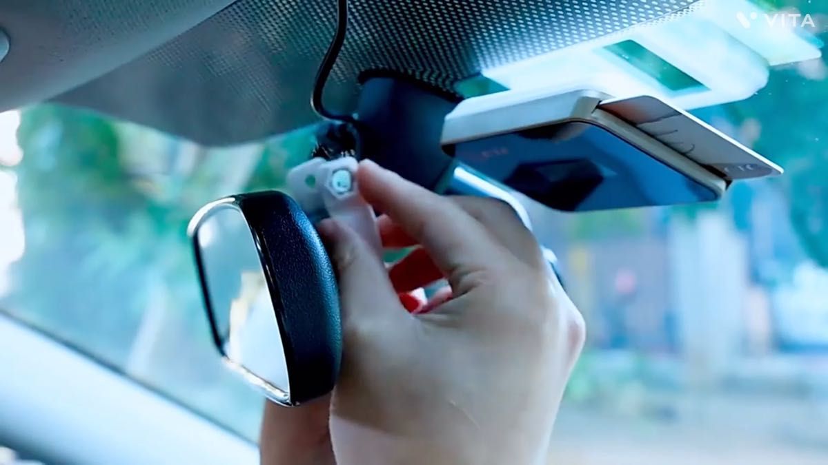 スマホホルダー ルームミラー バックミラー ヘッドセット 360度 収納可 車 ブラック スピード発送