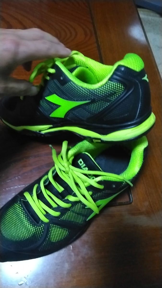 DIADORA テニスシューズ 26.5cm オールコート用 ブラック×イエローグリーン スピードコンペティション新品インソール付