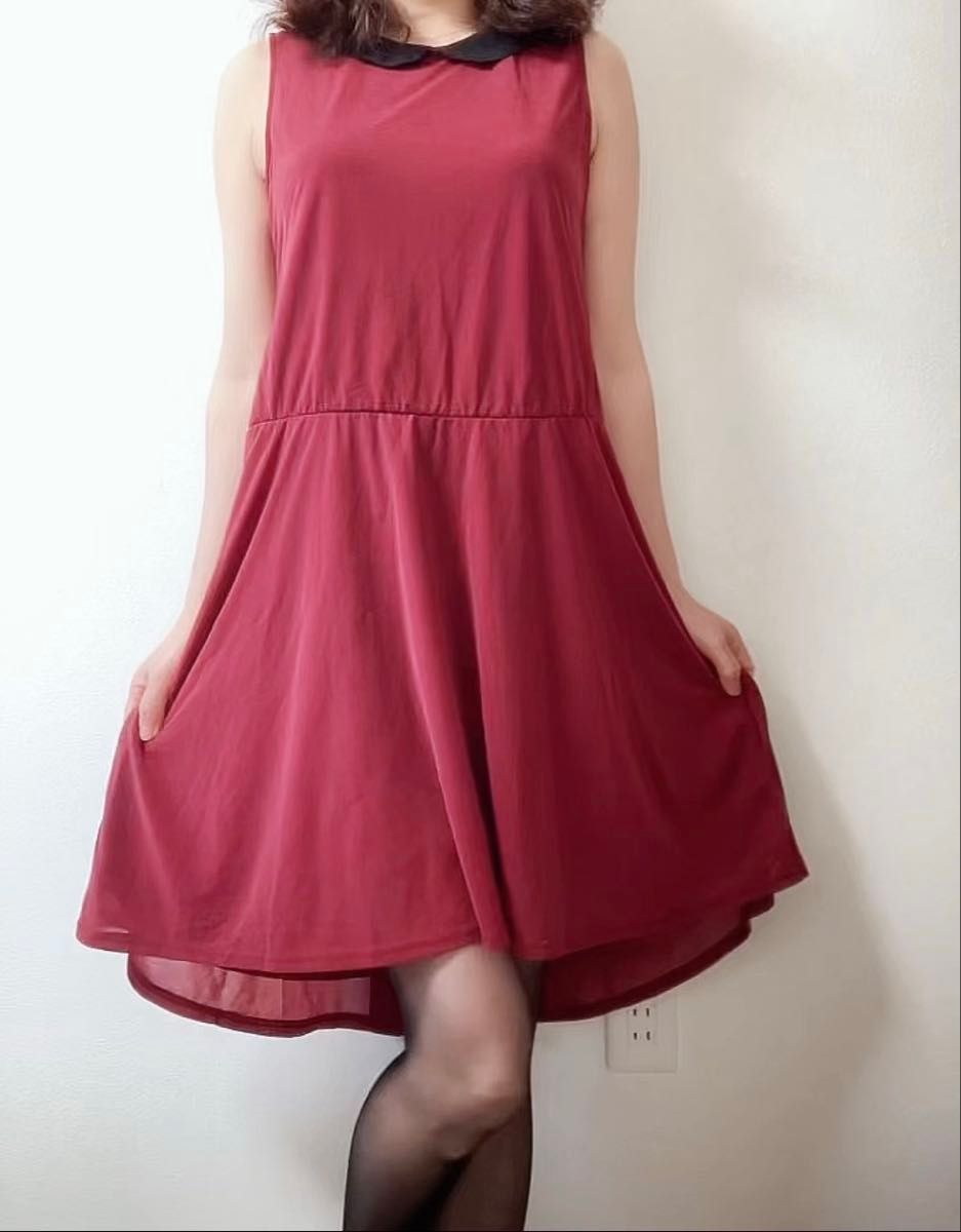 H&M ストレッチ プリーツワンピース M ノースリーブ