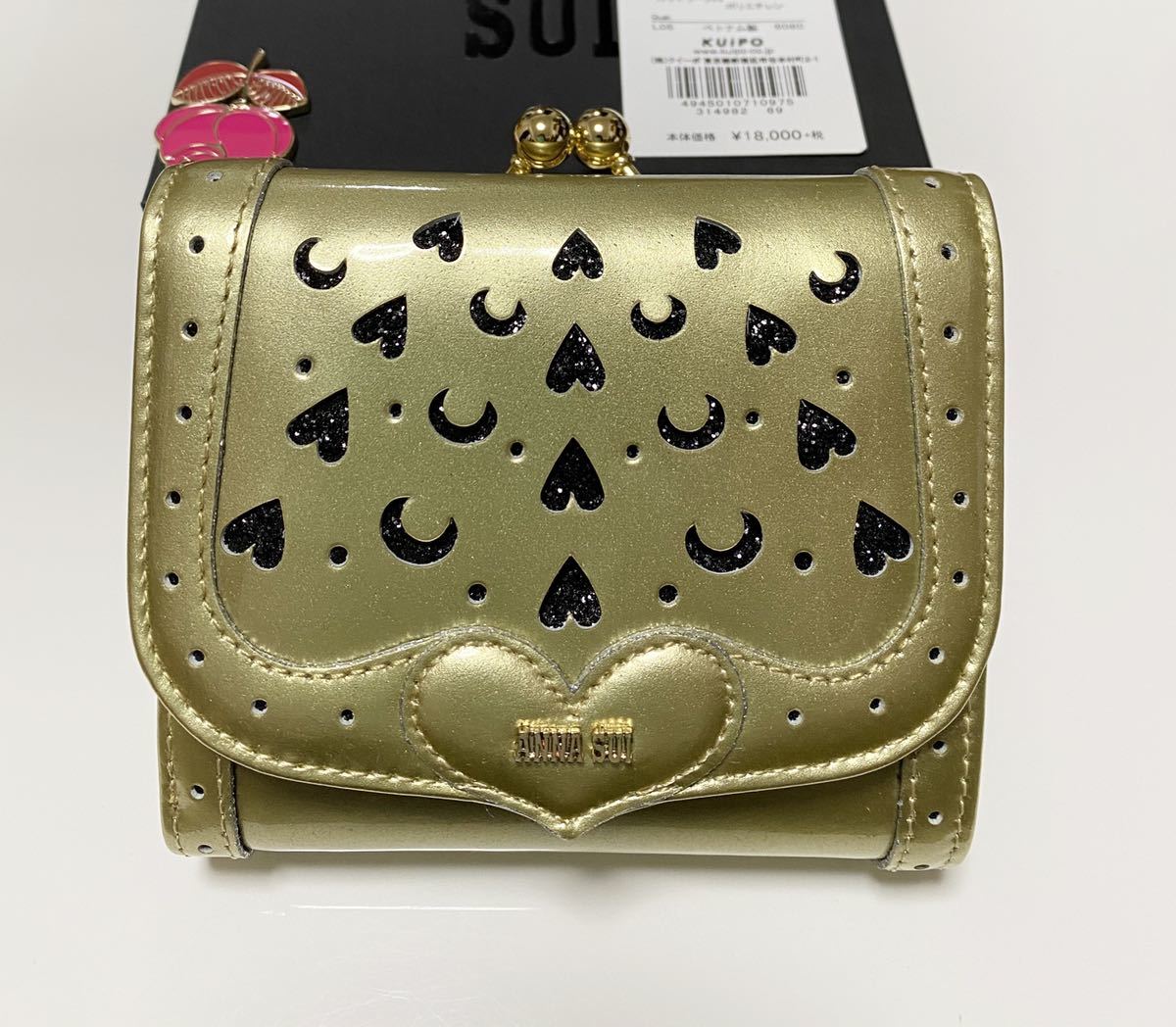 ANNA SUI アナ スイ ハートリー 外口金二つ折り財布 ゴールド 新品