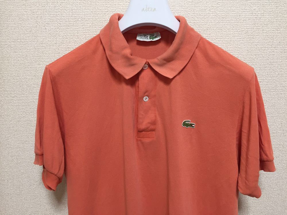 70's フランスラコステ フレンチラコステ CHEMISE LACOSTE ヴィンテージ ポロシャツ 鹿の子地 ポロシャツ フランス製 5 オレンジ