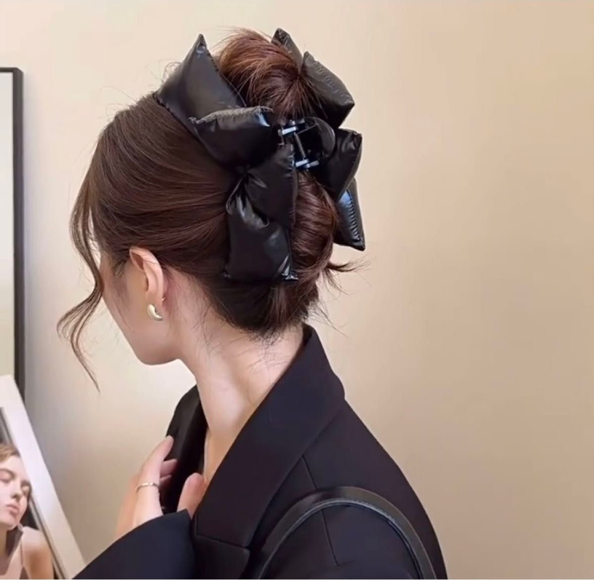 部分ウィッグ 韓国 大きめ クリップ ヘアクリップ ブラック バレッタ ヘアアクセサリー ヘアクリップ ヘアピン髪飾り